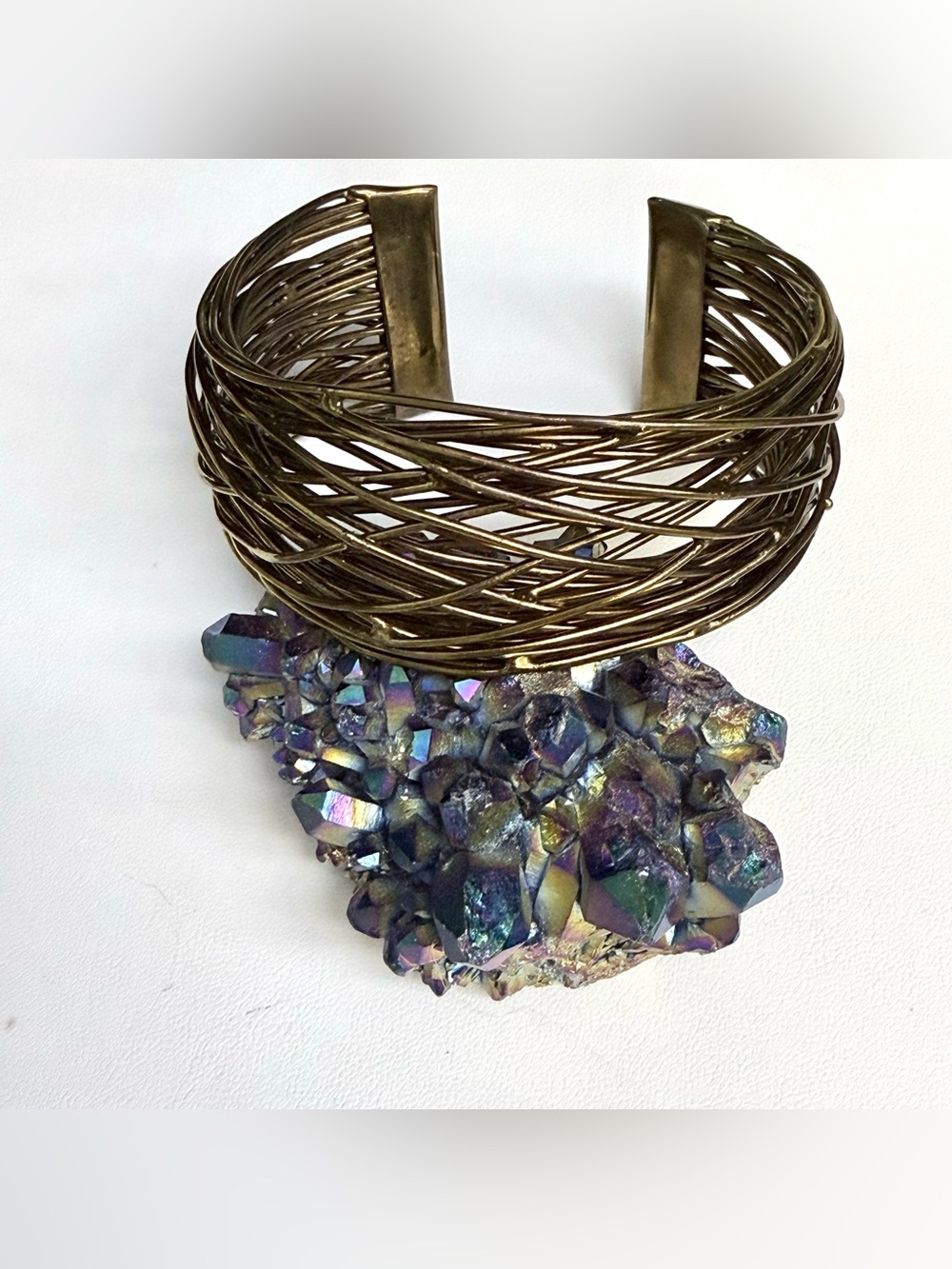 Boho Chunky Layered Bronze Wire Nest Wide Statement Cuff Bangle Bracelet